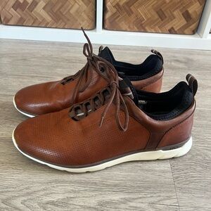 Johnston & Murphy Brown Leather Perforated Lace-Up Sneakers